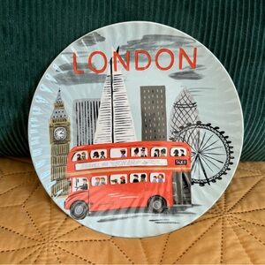 Anthropologie Rifle Paper London Jet Setter Travel Dessert Canapé Plate NWT